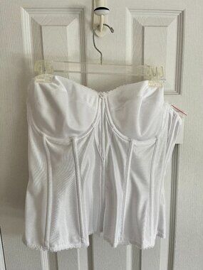 Dominique White Satin Torsolette - Size 38D